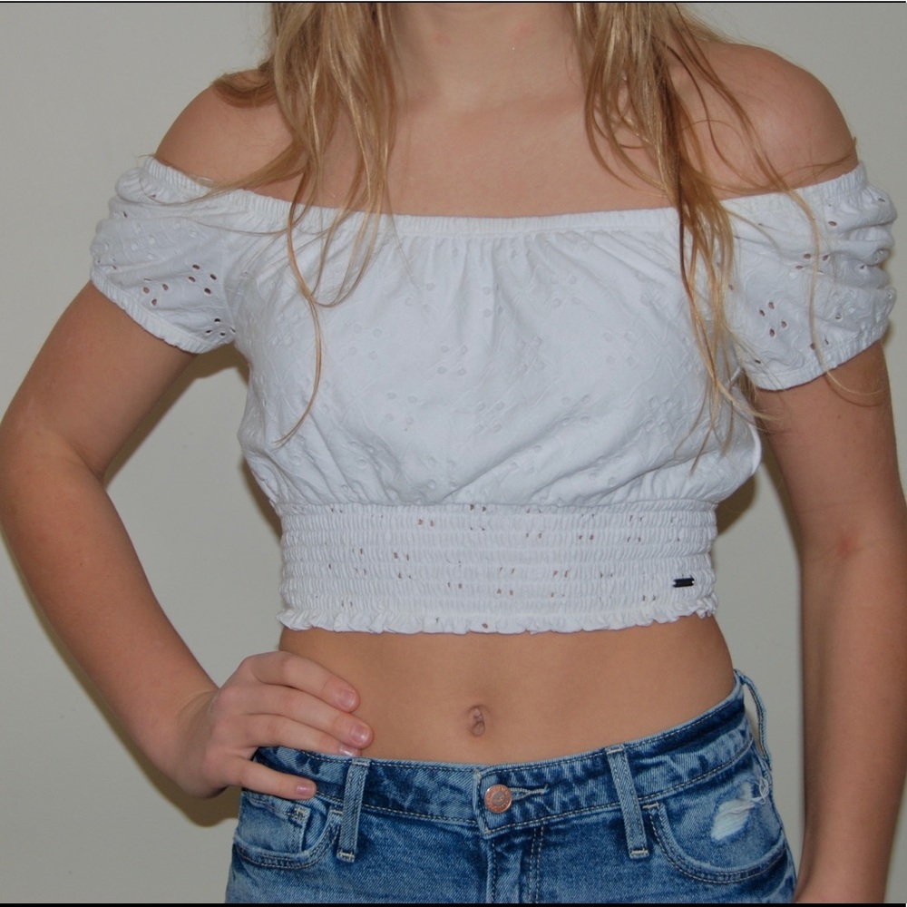 Hollister Off the Shoulder Eyelet Top